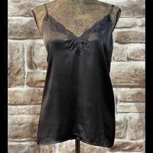 Express- Black Satin and Lace Trim Downtown Cami, Size L